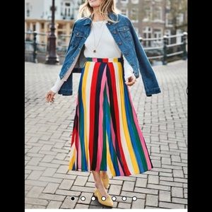 Boden Fairfax pleated midi skirt, Rainbow, Size 6